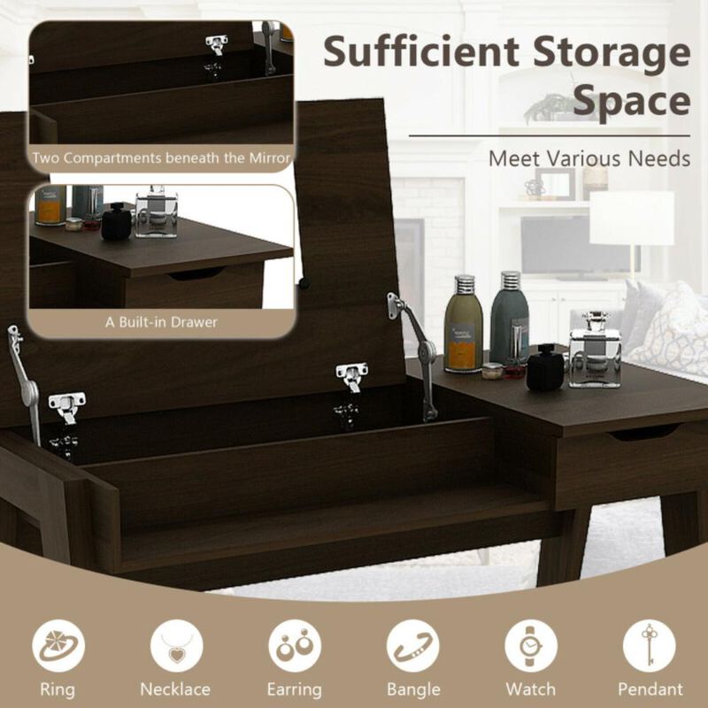 Hivvago Dressing Table with Flip Mirror and Storage Drawer
