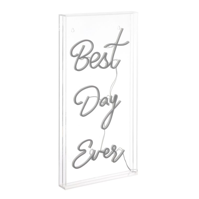Best Day Ever 11.75" X 23.63" Contemporary Glam Acrylic Box USB Operated LED Neon Light
