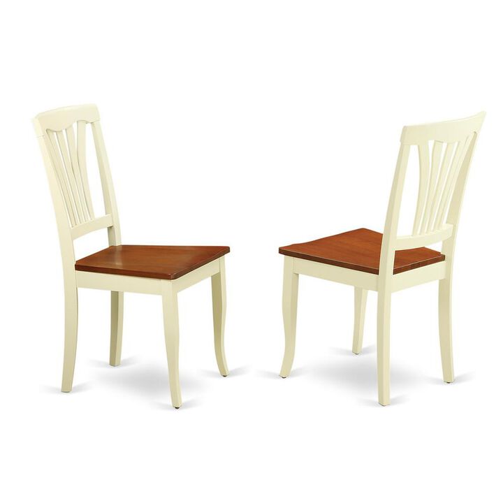East West Furniture Avon  Dining  Chair  Wood  Seat  -  Buttermilk    and  Cherry  Finish,  Set  of  2