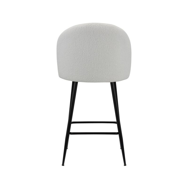 Ast 26 Inch Counter Height Chair, Set of 2, Arched Backrest, Black, White - Benzara