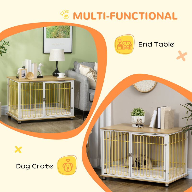Oak Dog Furniture: 2-in-1 Crate End Table with Washable Cushion