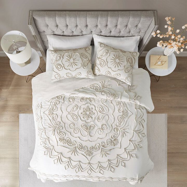Gracie Mills Gertrude 3 Piece Tufted Cotton Chenille Coverlet Set