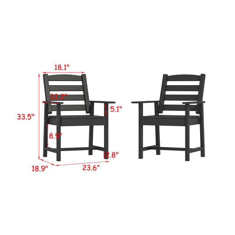 FUFU&GAGA Patio Dining Chair with Armrests, Waterproof, UV Resistant (Pack of 2) (23.6" W x 18.9" D x 33.5" H),Grey