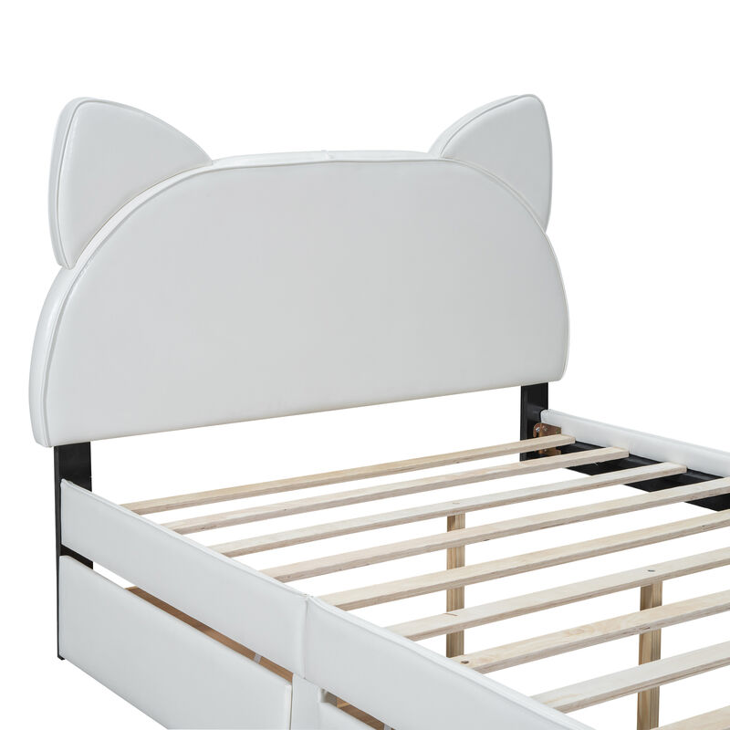 Merax PU Upholstered Platform Bed with 2 Drawers