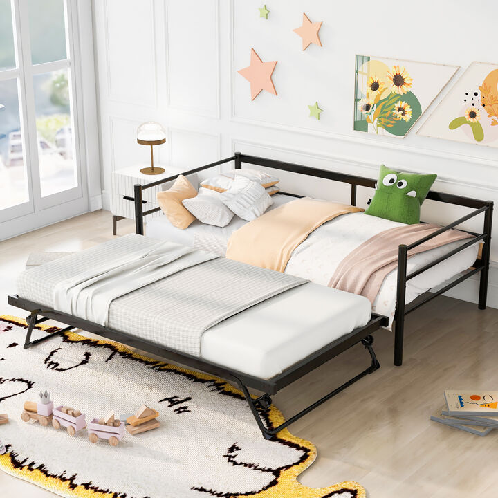 Merax Metal Daybed Bed with Pop Up Trundle