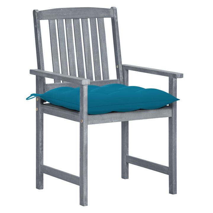 vidaXL Garden Chairs with Cushions 8 pcs Solid Acacia Wood Gray