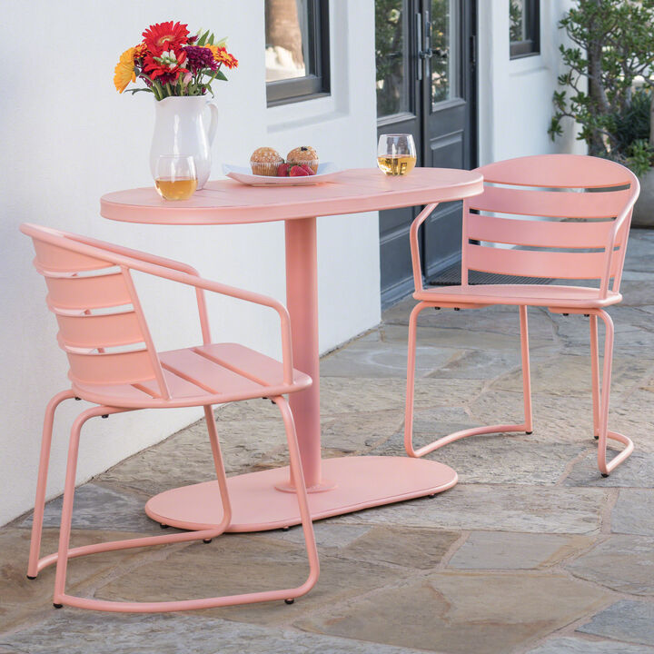 Stylish and Durable 3-Piece Matte Teal Oval Patio Set