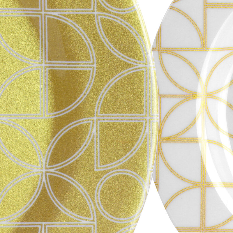 Laurie Gates California Designs Summer Bloom 12 Piece Melamine Dinnerware Set in Gold