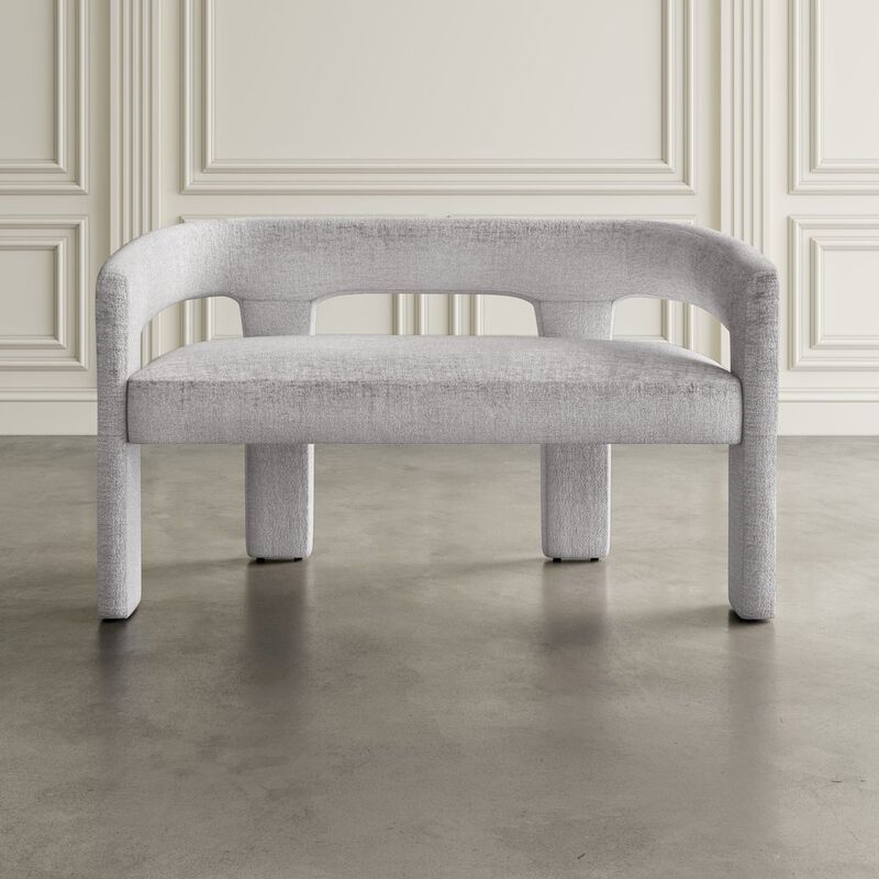 Jofran Gwen Modern Luxury Jacquard Fabric Upholstered Sculpture Bench