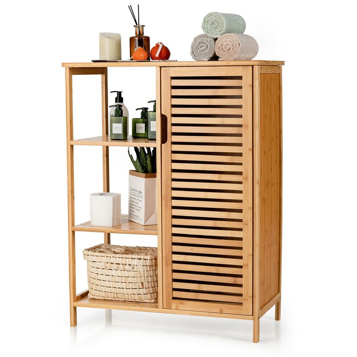 Wicker Bathroom Storage Cabinet with Single Door