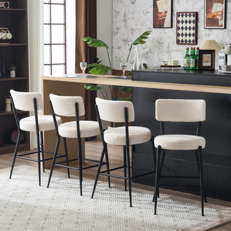 Modern teddy fabric bar stools - Stylish island seating