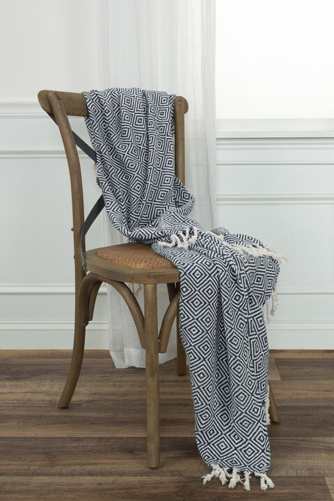Navy/Natural 50" x 60" Throw Blanket