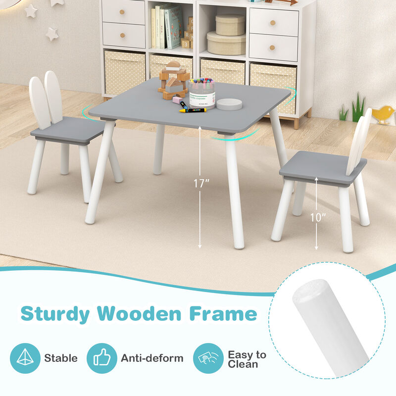 3 Pieces Kids Table and Chairs Set for Arts Crafts Snack Time