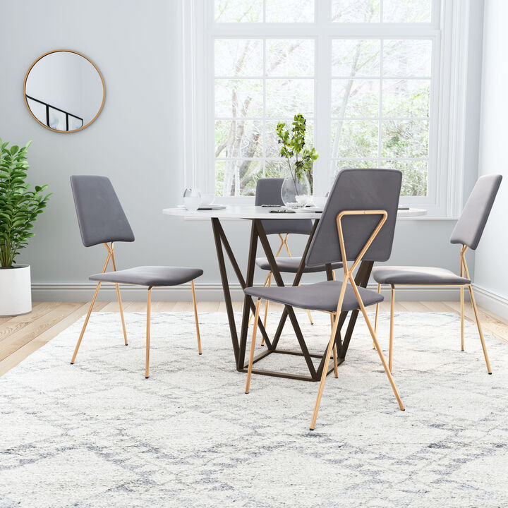 Chloe Dining Chair (Set of 2) Gray & Gold