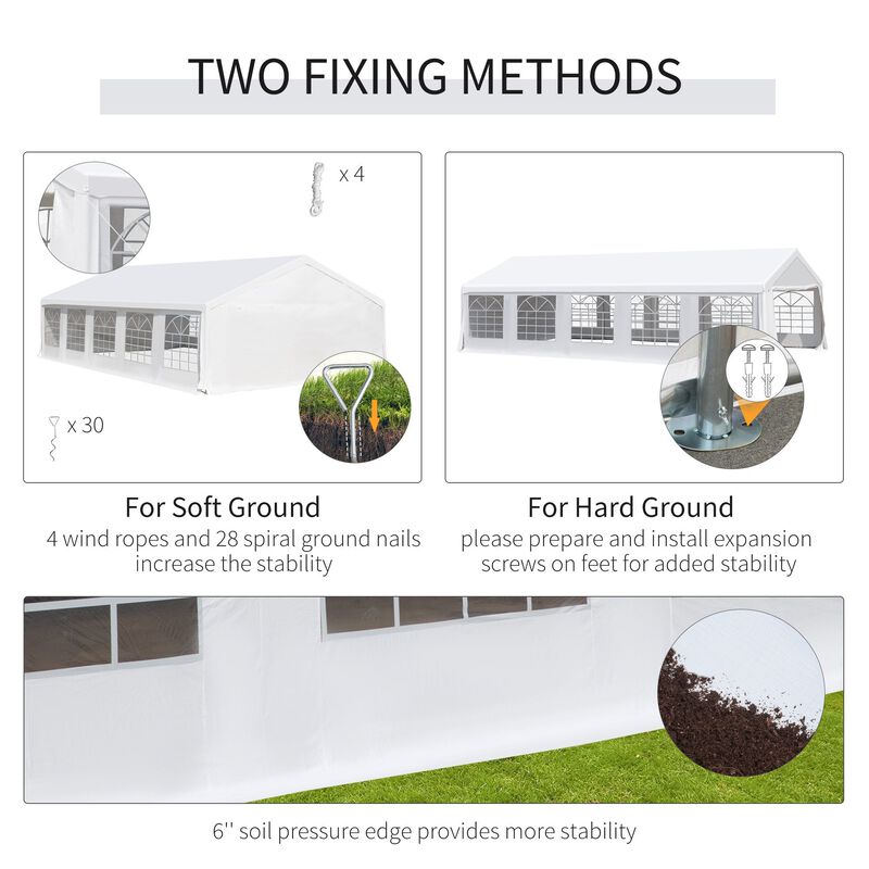 Elegant Outdoor Venue: 20x32ft White Party Tent with Removable Walls