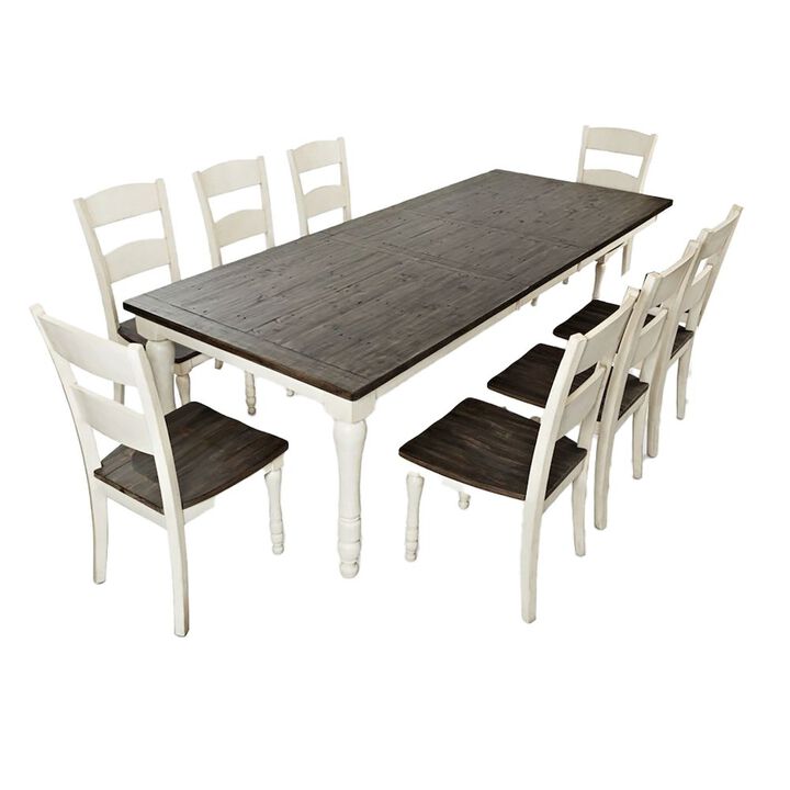 Jofran Madison County Reclaimed Pine 106 Farmhouse Nine-Piece Dining Set