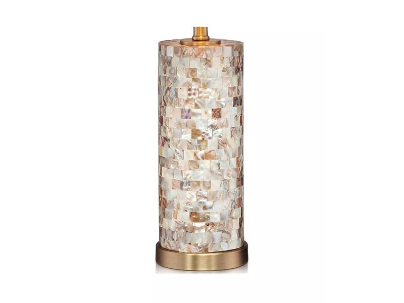 360 Lighting Margaret Coastal Accent Table Lamp 23" High Mother of Pearl Tile Cylinder Glass