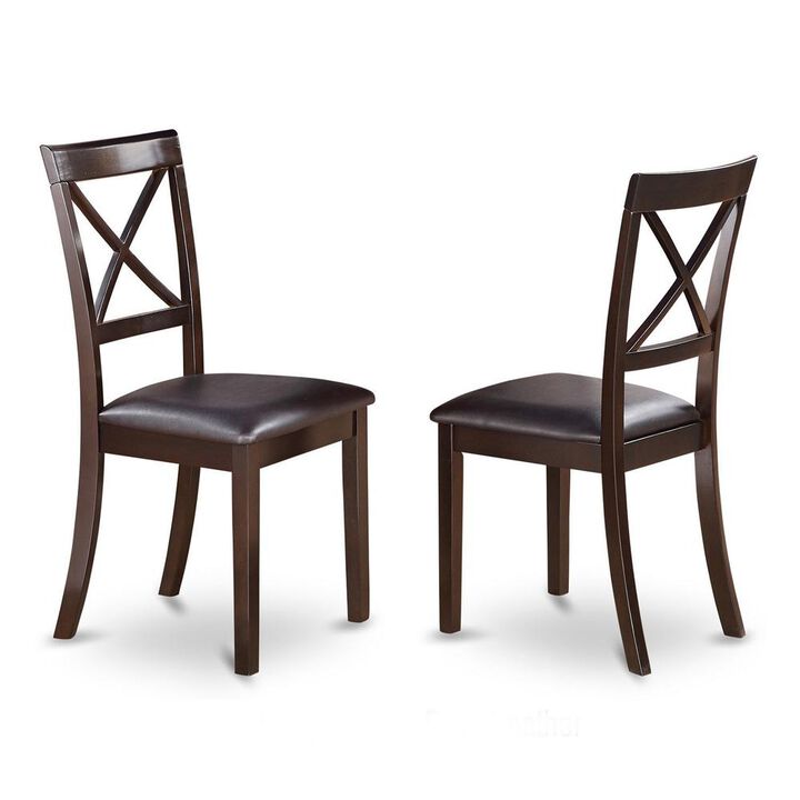 East West Furniture Boston  X-Back  Chair  for  dining  room  with    Faux  Leather  Upholstered  Seat,  Set  of  2