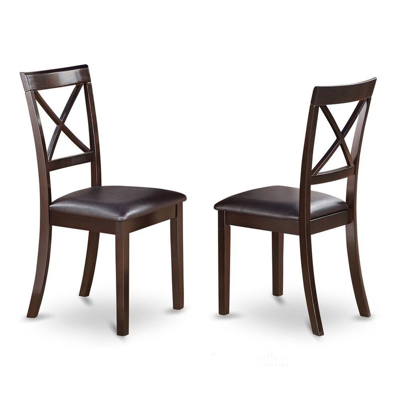 East West Furniture Boston  X-Back  Chair  for  dining  room  with    Faux  Leather  Upholstered  Seat,  Set  of  2