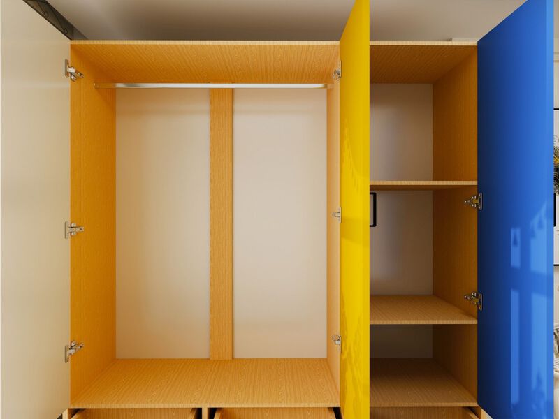 Tall Armoire Wardrobe Closet, Bedroom Armoires with Hanging Rod,3 Color Doors and 3 Storage Cabinets, Wardrobe Closet with 3 Drawers for Bedroom