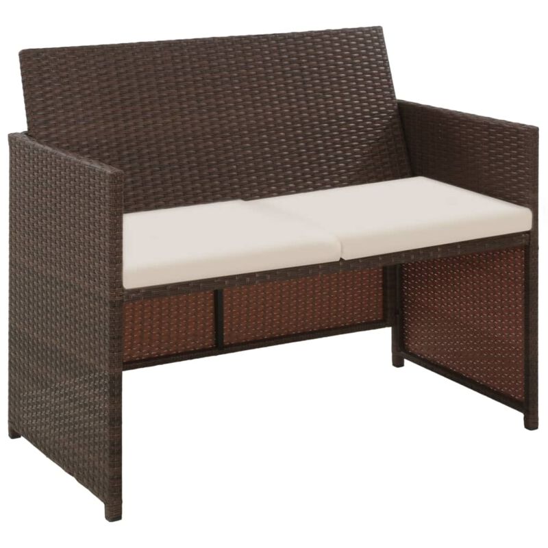 vidaXL 4 Piece Garden Lounge with Cushions Set Poly Rattan Brown