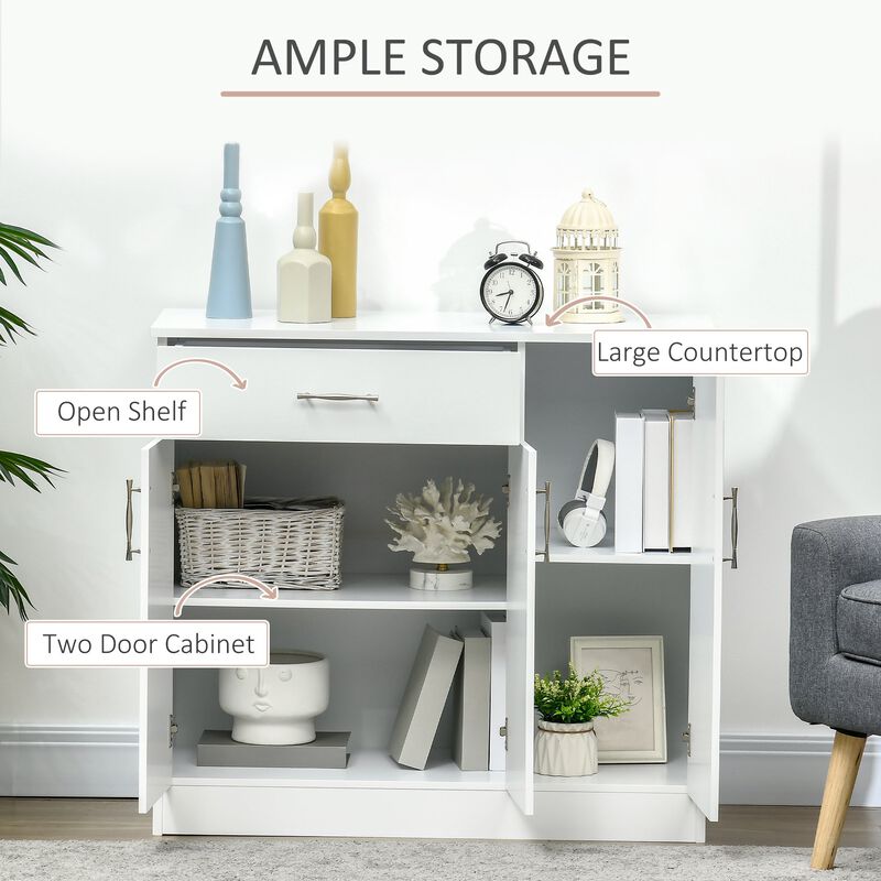White Dining Buffet: Modern Sideboard with Aluminum Handles