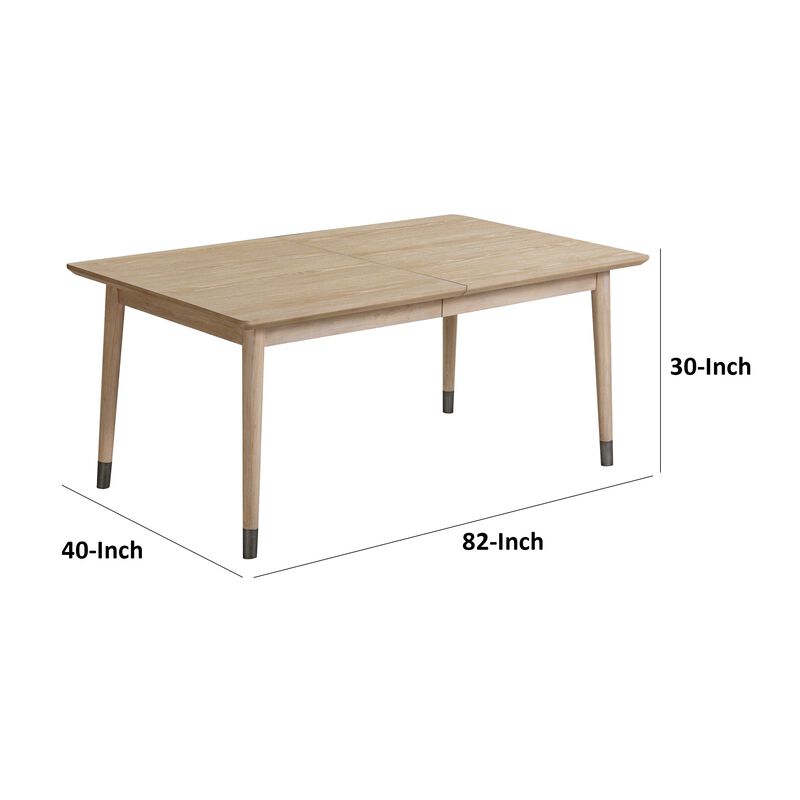 68-82 Inch Extendable Dining Table, Rectangular Top, Cone Legs, Brown Wood - Benzara