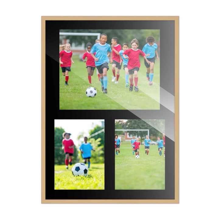 12x17 Wood Collage Frame with a Black Mat for 8x10 & 5x7 Pictures
