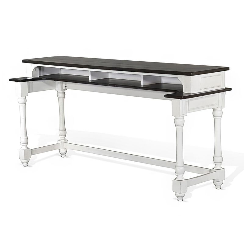 Orso Console Table, 76 Inch Rectangular Brown Top, White Mahogany - Benzara