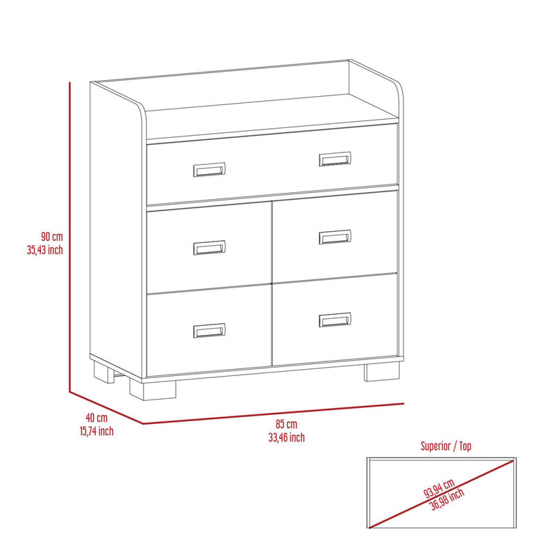 Edgemont 5-Drawer Dresser White