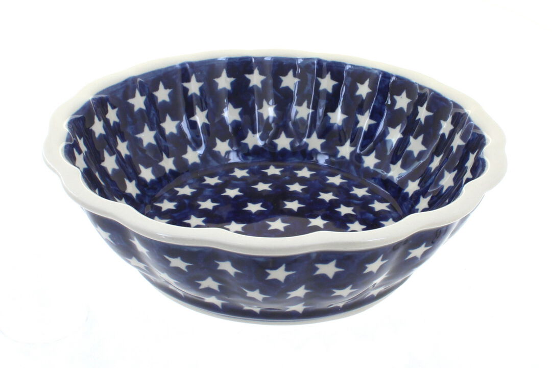 Blue Rose Polish Pottery Jungle Flower Large Scallop Bowl