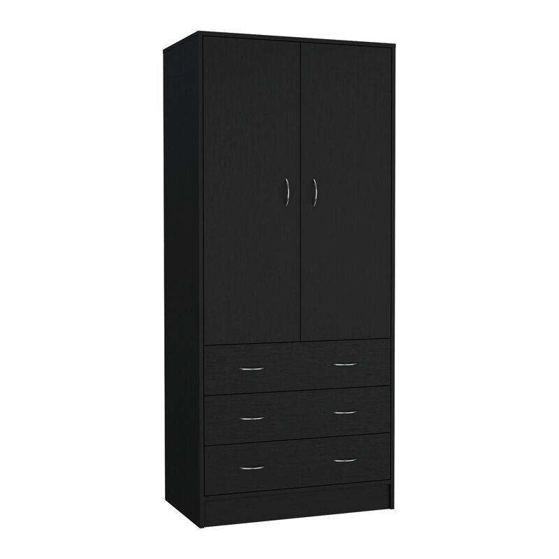 Melfa 71" H Armoire, with 2 doors, 3 drawers and 1 hanging rod, White,Bedroom