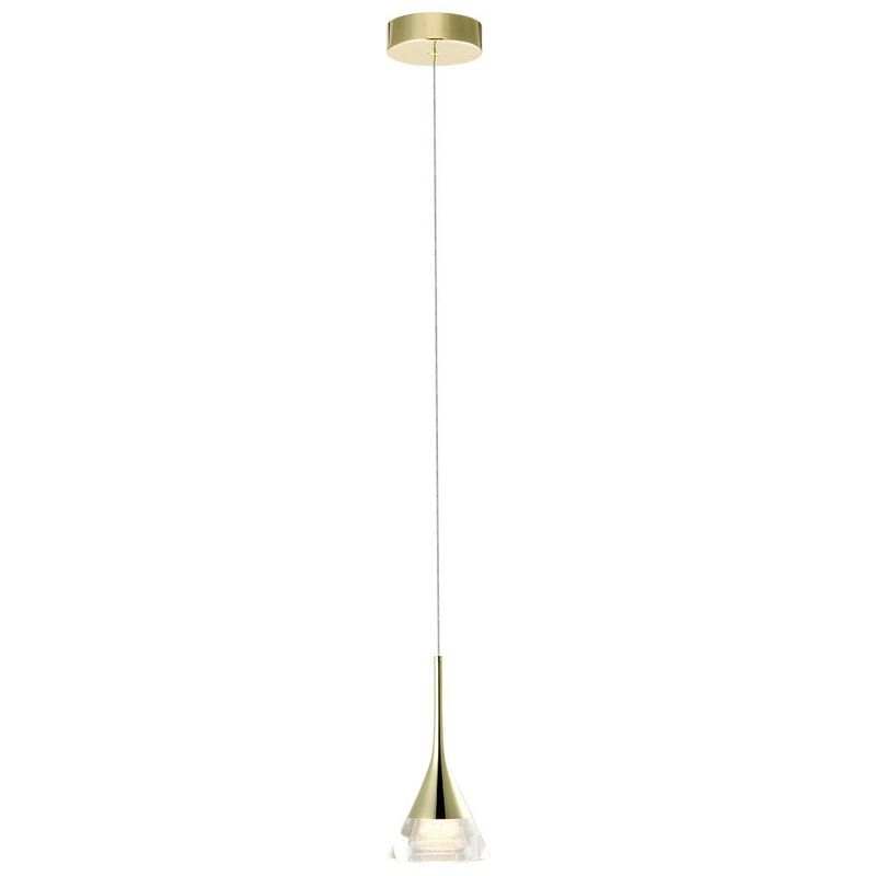 VONN Lighting Integrated LED Height Adjustable Pendant Light with Cone Shade in Gold