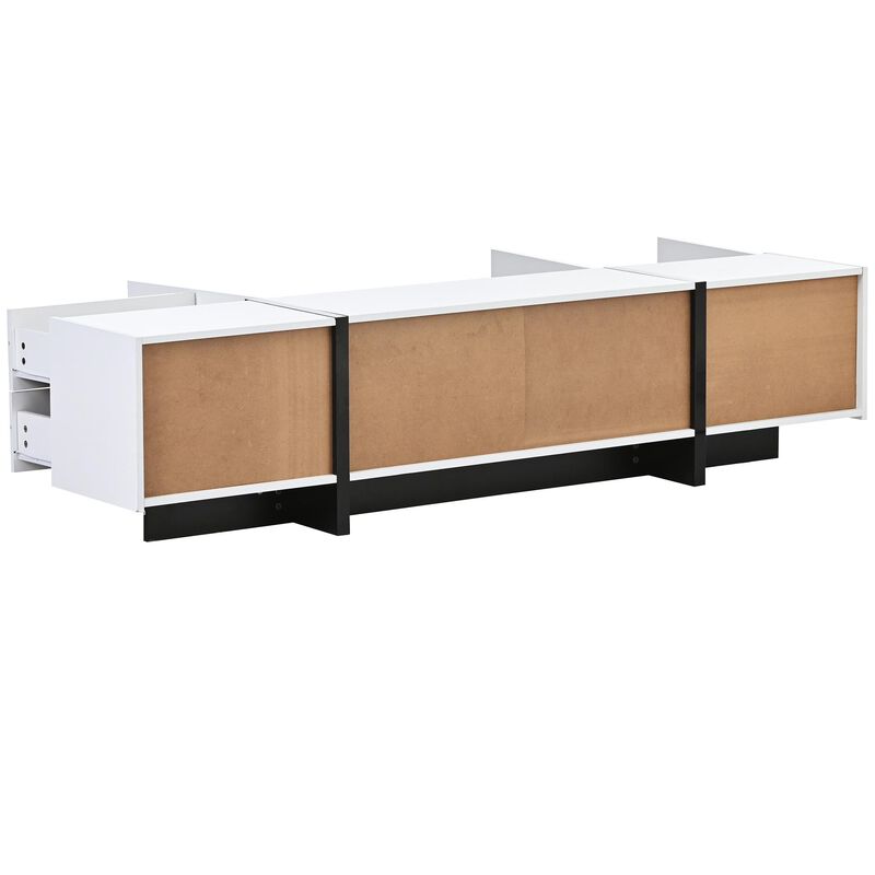 High Gloss TV Stand with UV Surface, Modern Rectangle TV Console for TVs Up