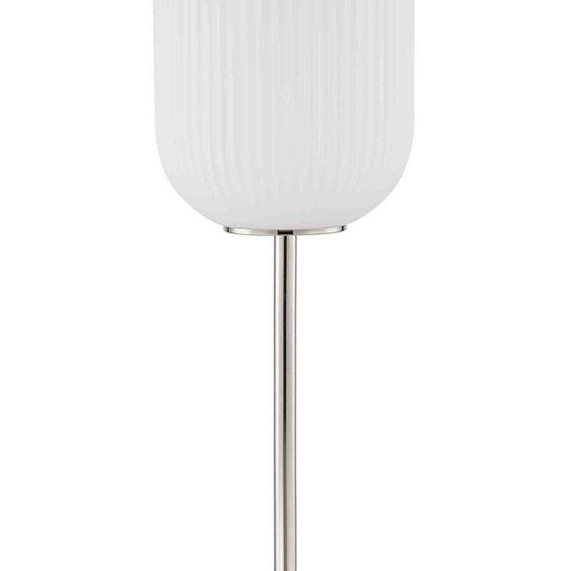 Aimy 58 Inch Floor Lamp, LED Glass Shade, Metal, Chrome and White Finish-Benzara