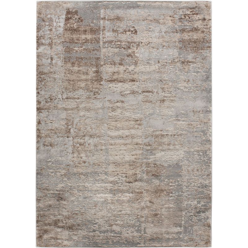 8' X 10' Gray and Brown Contemporary Rectangular Area Throw Rug