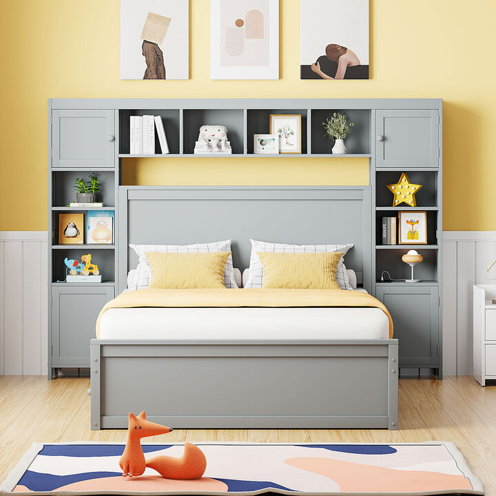 Merax Storage Platform Bed with Sockets