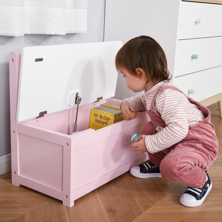 Pink toy box storage bench