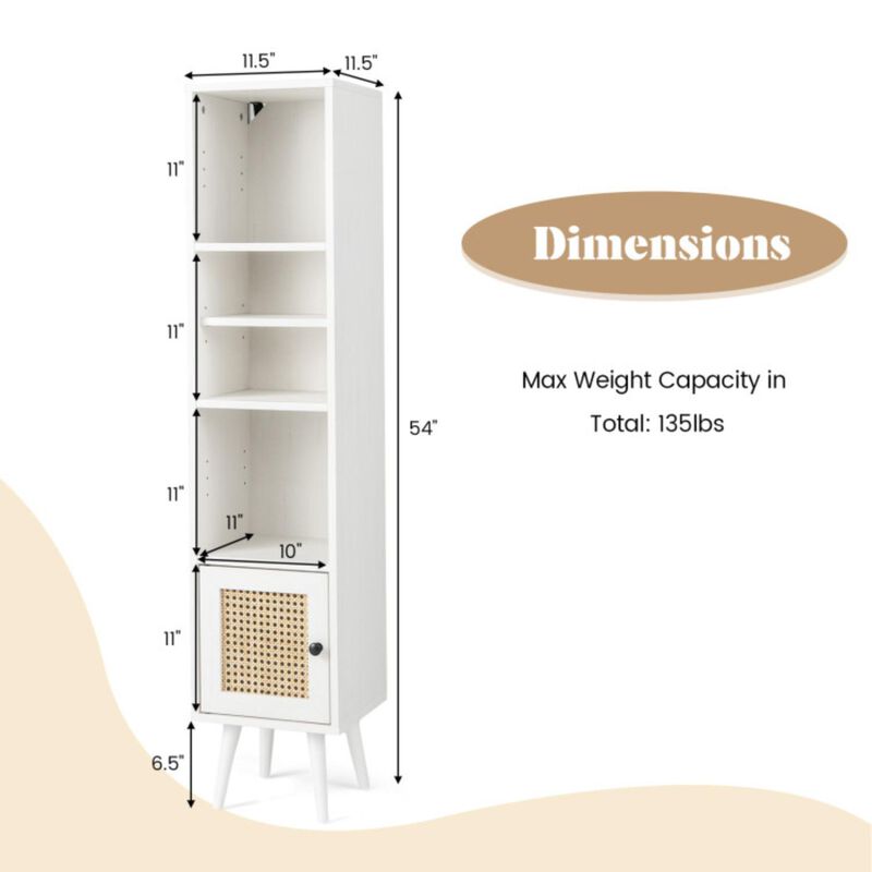 Hivvago 4 Tiers Rattan Storage Cabinet with Slim Design