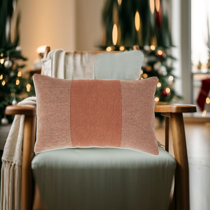 Ako Lumbar Pillow Set of 4, 14 x 22 Slim, Stonewashed Striped, Spice Pink -