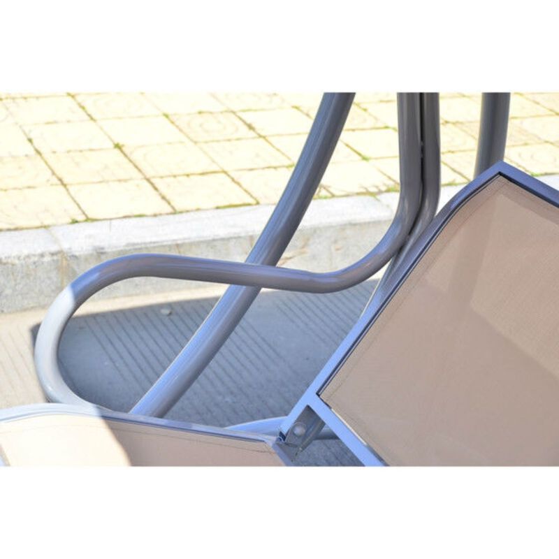 Hivvago Sturdy 3-Person Outdoor Patio Porch Canopy Swing in Sand Color