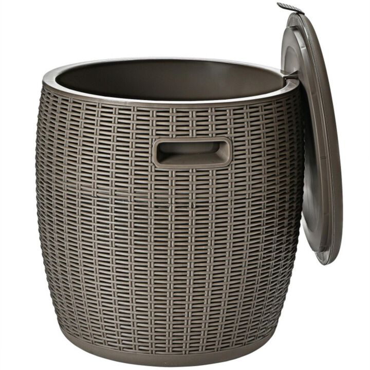 Hivvago 4-in-1 Patio Rattan Cool Bar Cocktail Table Side Table