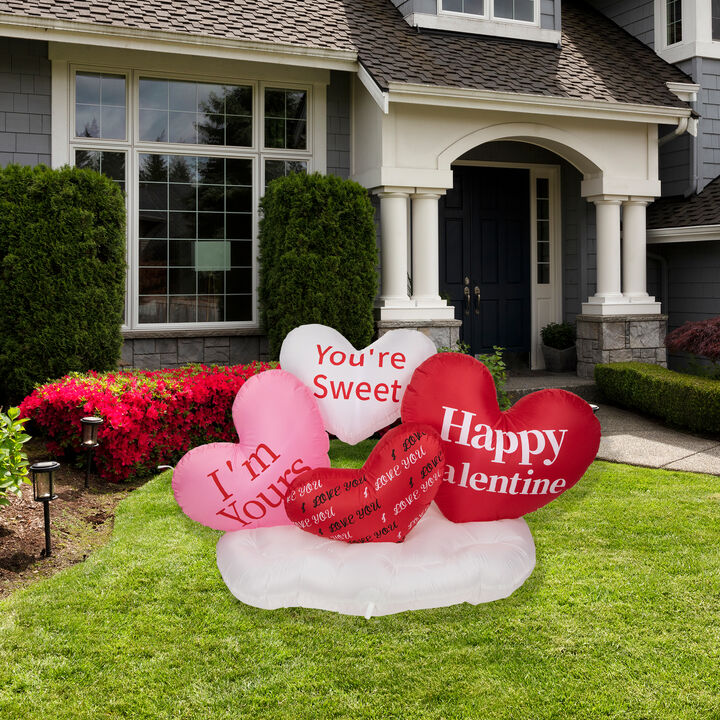 5' Inflatable Lighted Valentine's Day Conversation Hearts Outdoor Decoration