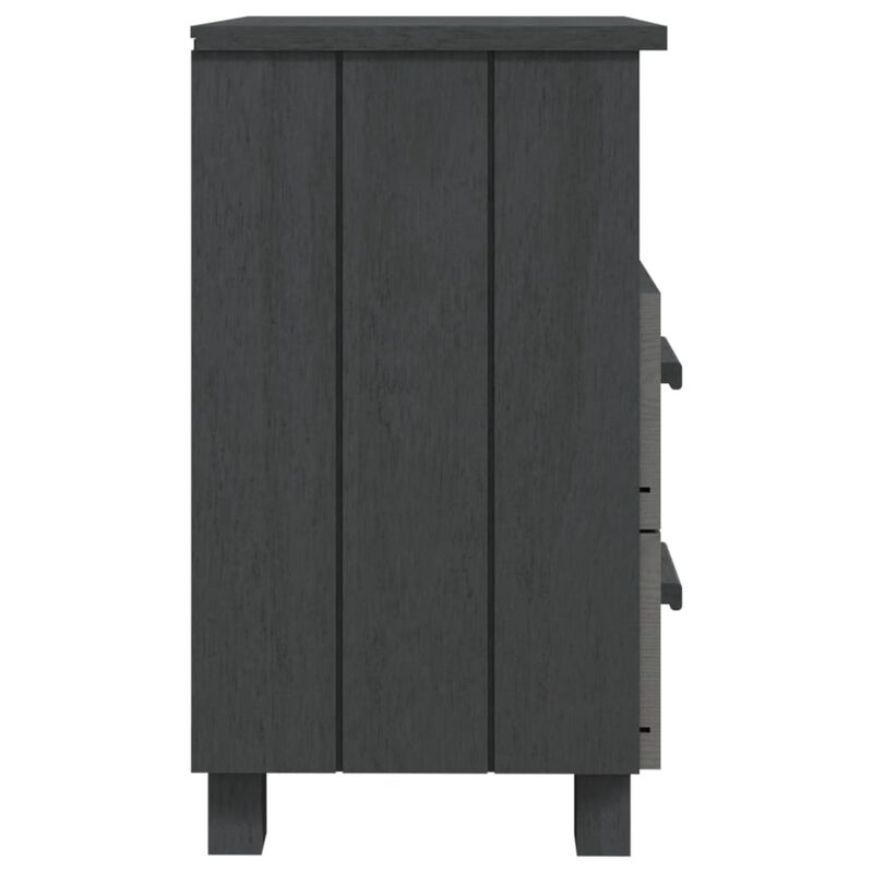 vidaXL Bedside Cabinet HAMAR - Solid Pine Wood Nightstand with Drawers, Compact Storage Unit, Stylish Dark Gray Bedroom Furniture.