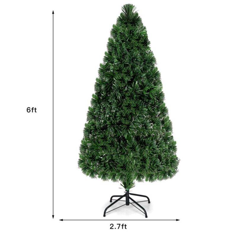 Hivvago 3' / 4' / 5' / 6' Feet Artificial Pre-Lit Fiber Optic PVC Christmas Tree