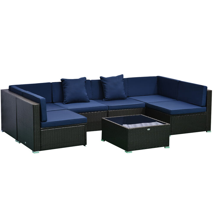 7PC Rattan Wicker Sofa Set Sectional Couch Cushioned Furniture Patio Outdoor