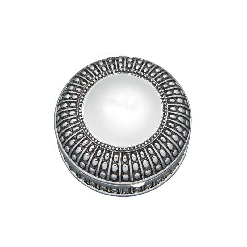 4.5" Silverplated Round Antique-Style Box with Beaded Detail