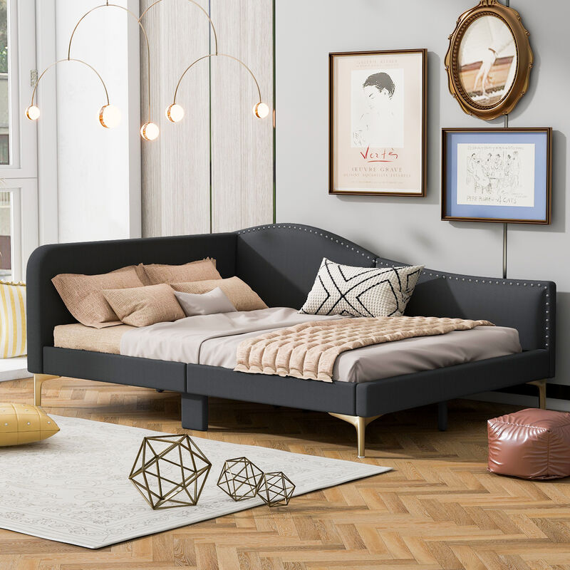 Merax Upholstered Daybed with Headboard and Armrest
