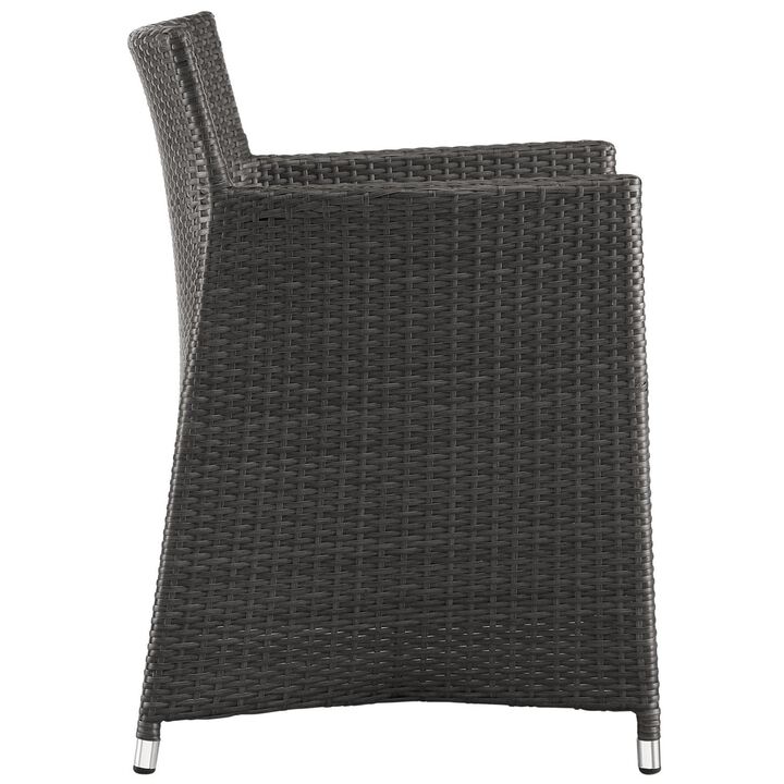Modway Junction Wicker Rattan Outdoor Patio Dining Armchair With Cushion in Brown White