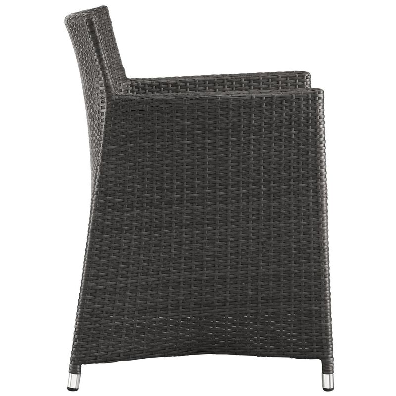Modway Junction Wicker Rattan Outdoor Patio Dining Armchair With Cushion in Brown White